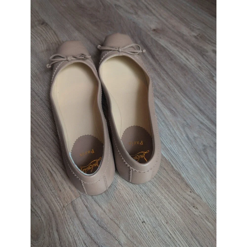 Christian Louboutin MAMADRAGUE Nude Leather Ballerina Ballet Flats Women EU 39.5